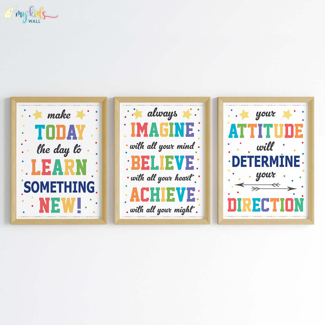 Growth Mindset Motivational Wall Art (Framed Set of 3)