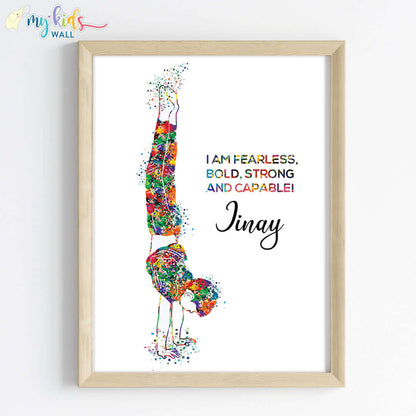 Gymnastics Boy Handstand Personalised Wall Art (Framed)