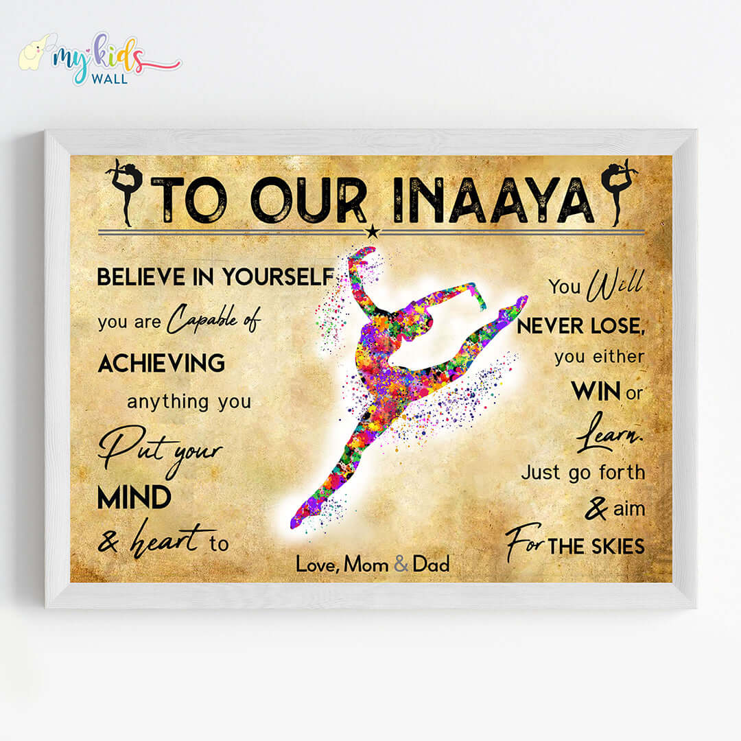 Gymnastics Girl Personalized Motivational Wall Art (Framed)