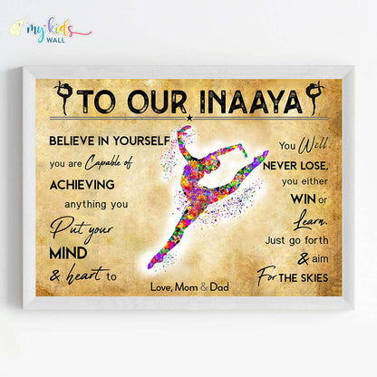 Gymnastics Girl Personalized Motivational Wall Art (Framed)