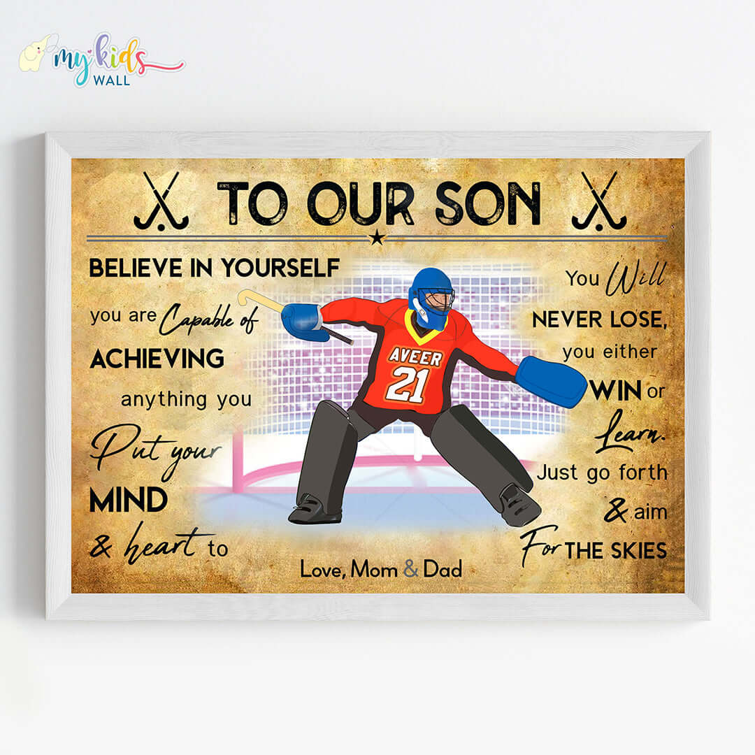 Hockey Goalkeeper Personalized Motivational Wall Art (Framed)
