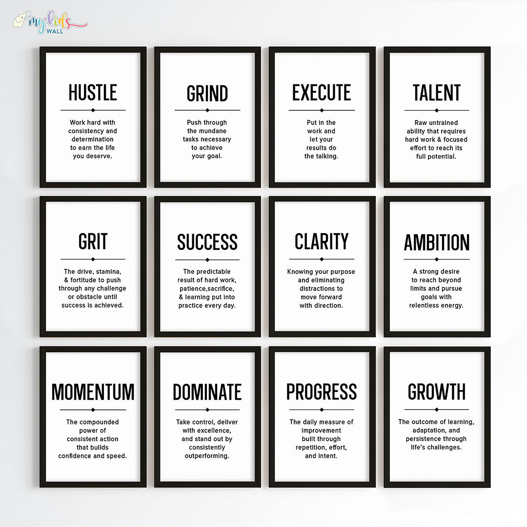 Hustle Grind Execute Wall Art (Framed)