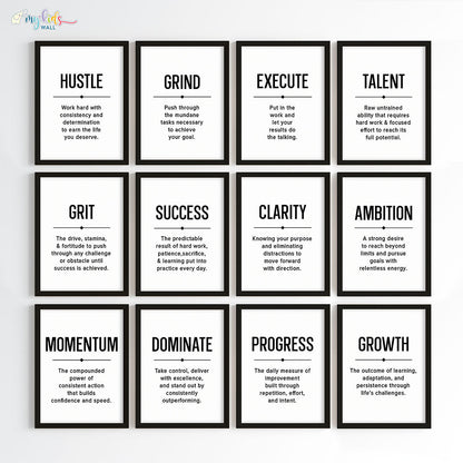 Hustle Grind Execute Wall Art (Framed)