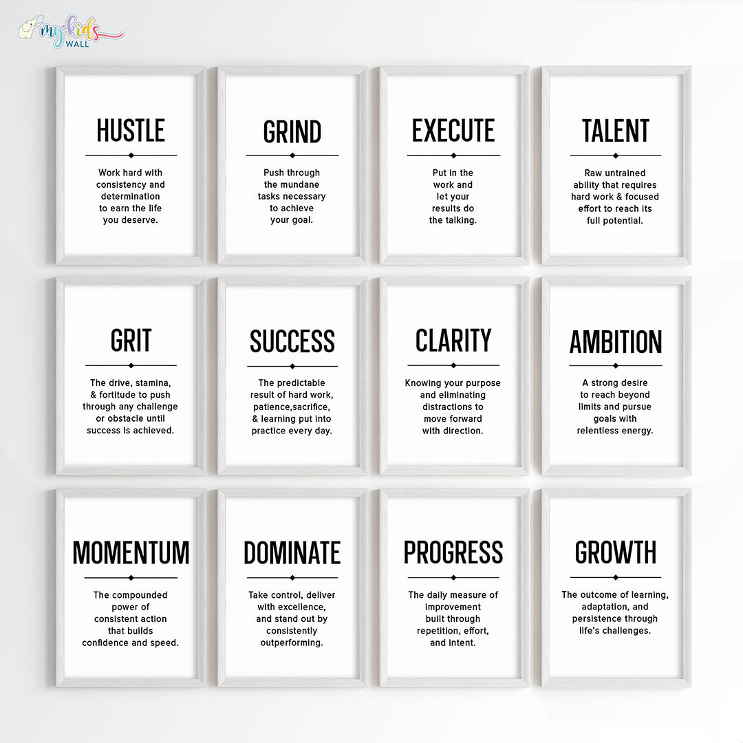 Hustle Grind Execute Wall Art (Framed)