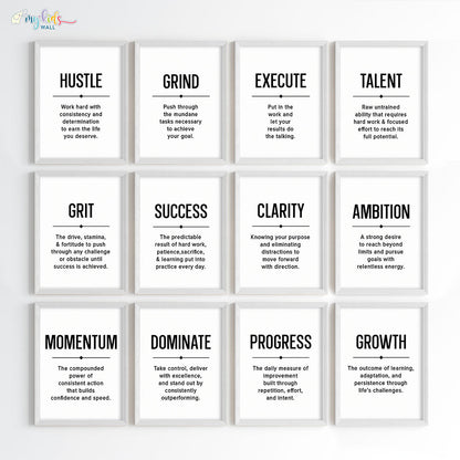 Hustle Grind Execute Wall Art (Framed)