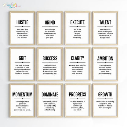 Hustle Grind Execute Wall Art (Framed)