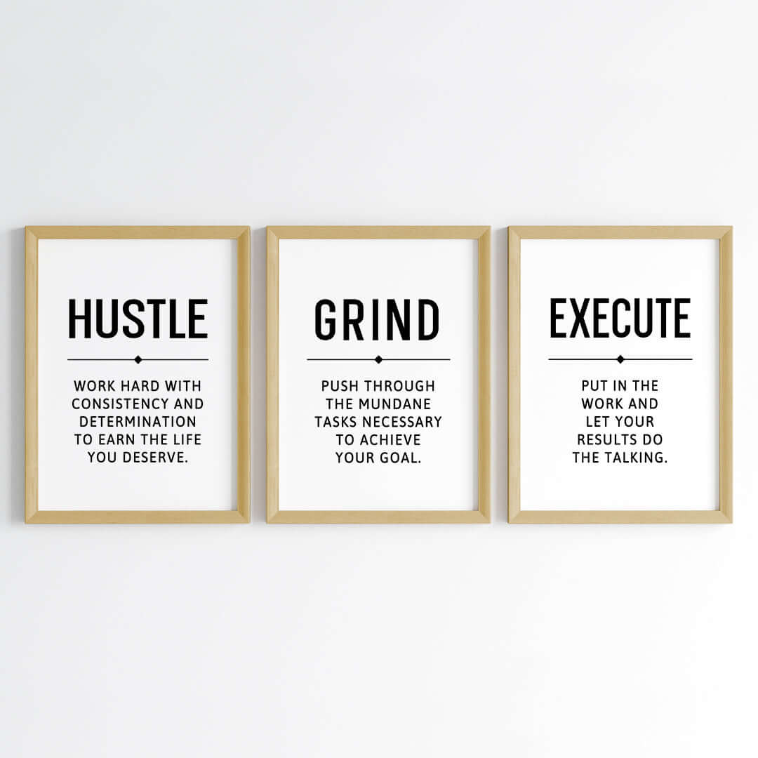 Hustle Grind Execute Wall Art (Framed)