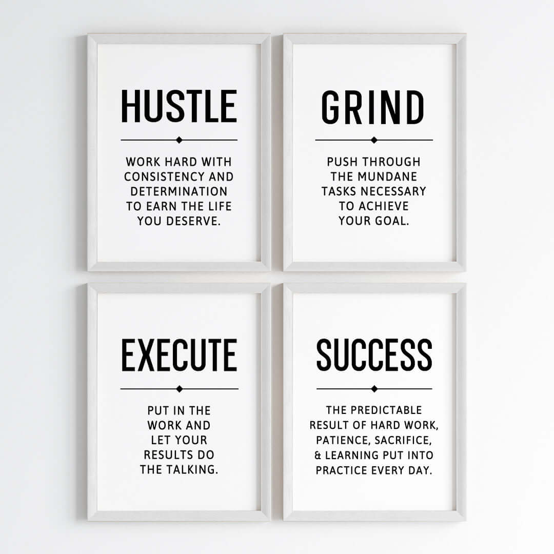 Hustle Grind Execute Wall Art (Framed)