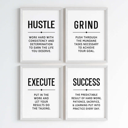 Hustle Grind Execute Wall Art (Framed)