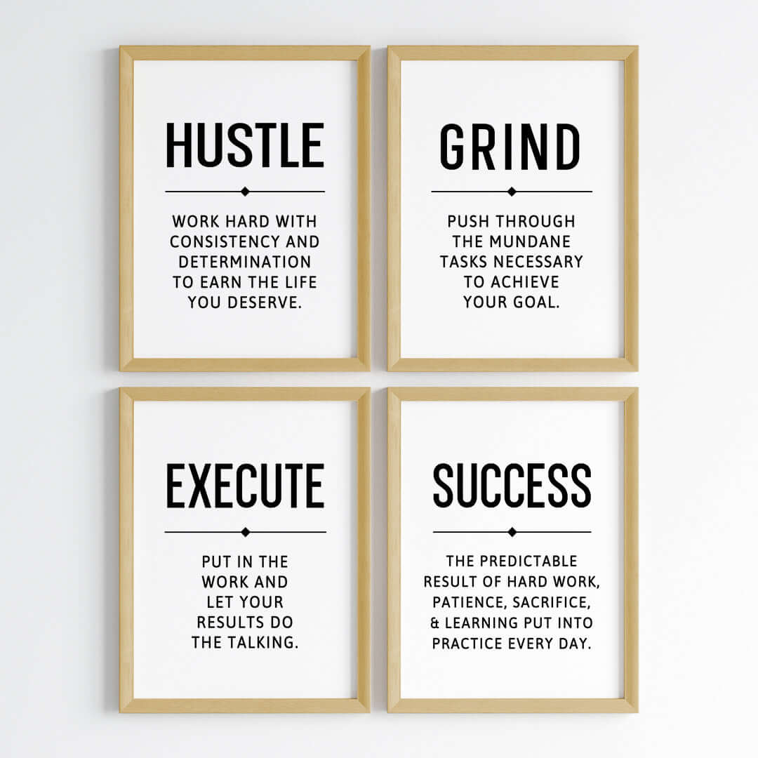 Hustle Grind Execute Wall Art (Framed)