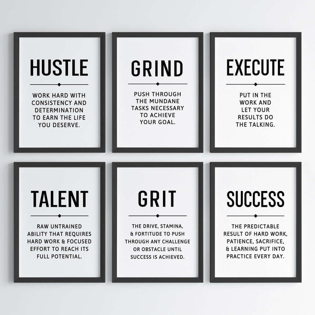 Hustle Grind Execute Wall Art (Framed)