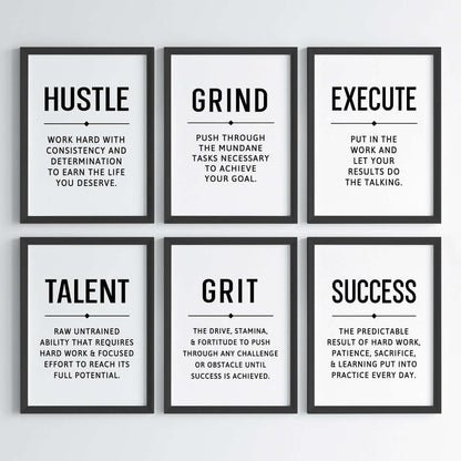 Hustle Grind Execute Wall Art (Framed)