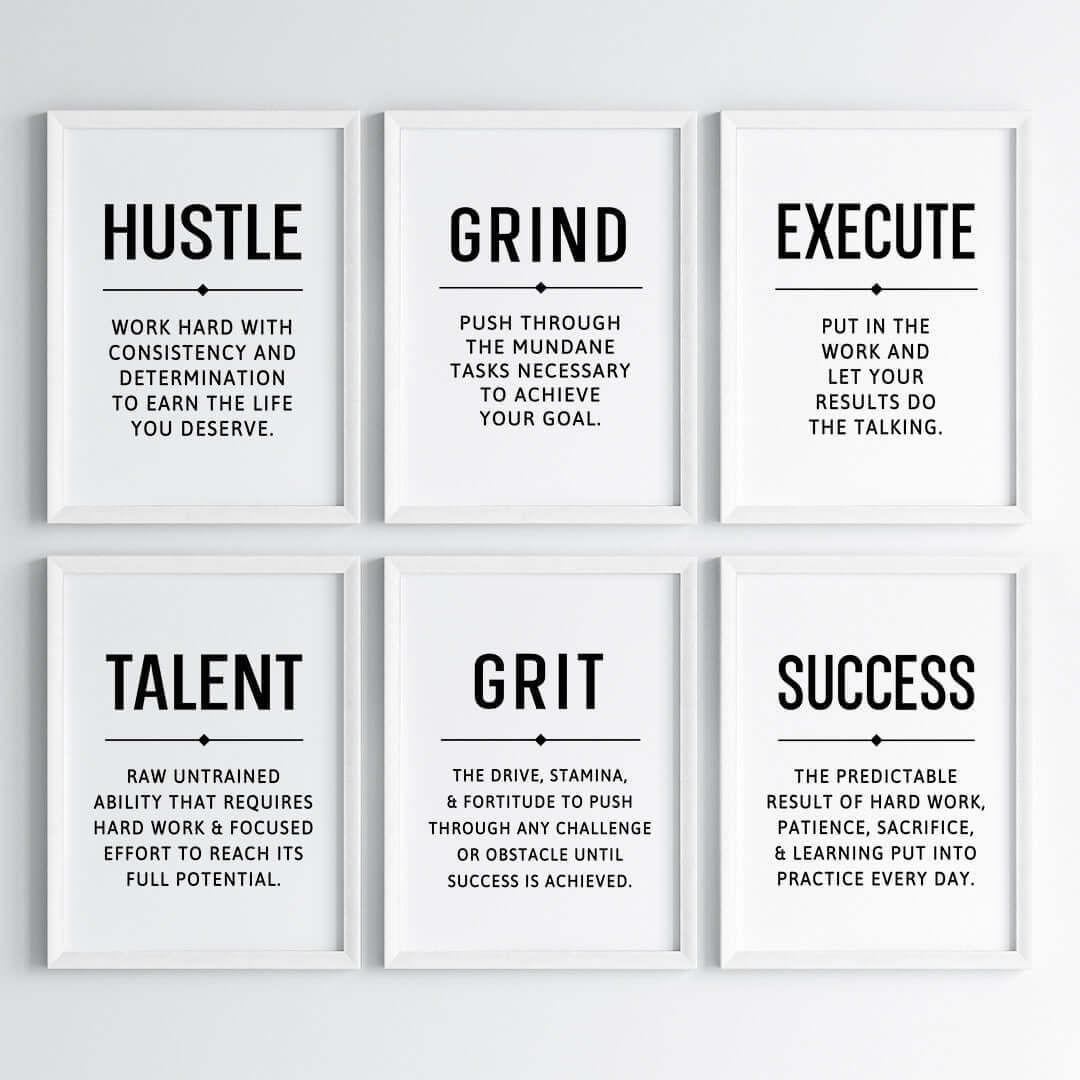 Hustle Grind Execute Wall Art (Framed)