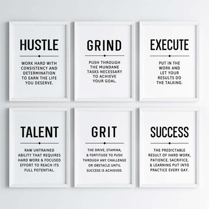 Hustle Grind Execute Wall Art (Framed)