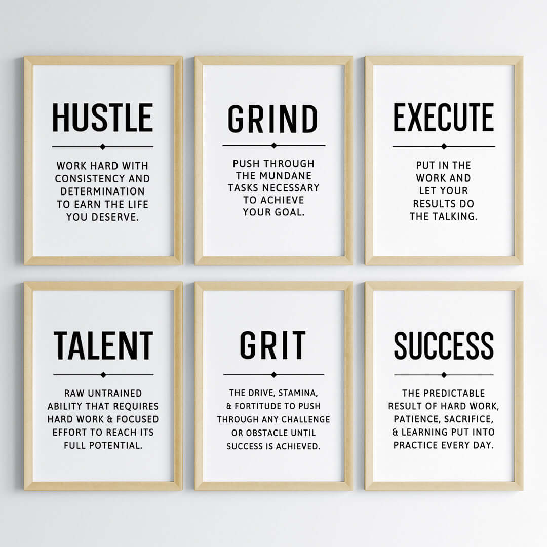 Hustle Grind Execute Wall Art (Framed)