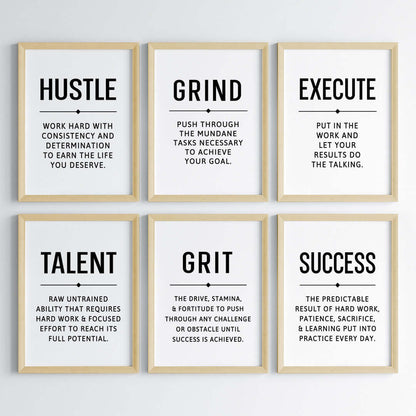 Hustle Grind Execute Wall Art (Framed)
