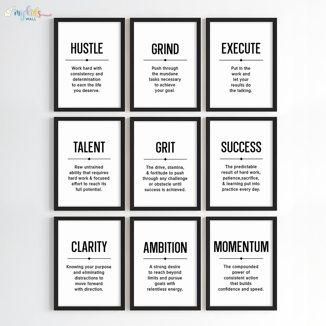 Hustle Grind Execute Wall Art (Framed)