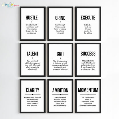 Hustle Grind Execute Wall Art (Framed)