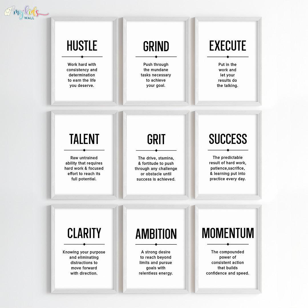 Hustle Grind Execute Wall Art (Framed)