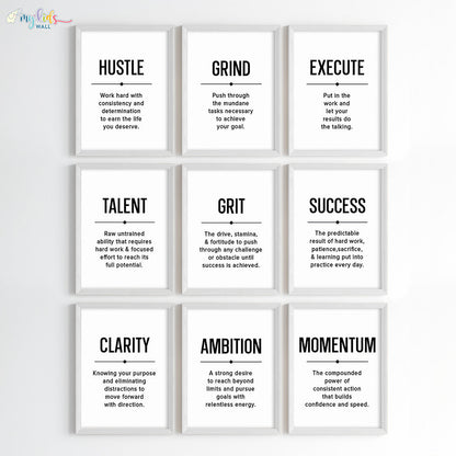 Hustle Grind Execute Wall Art (Framed)