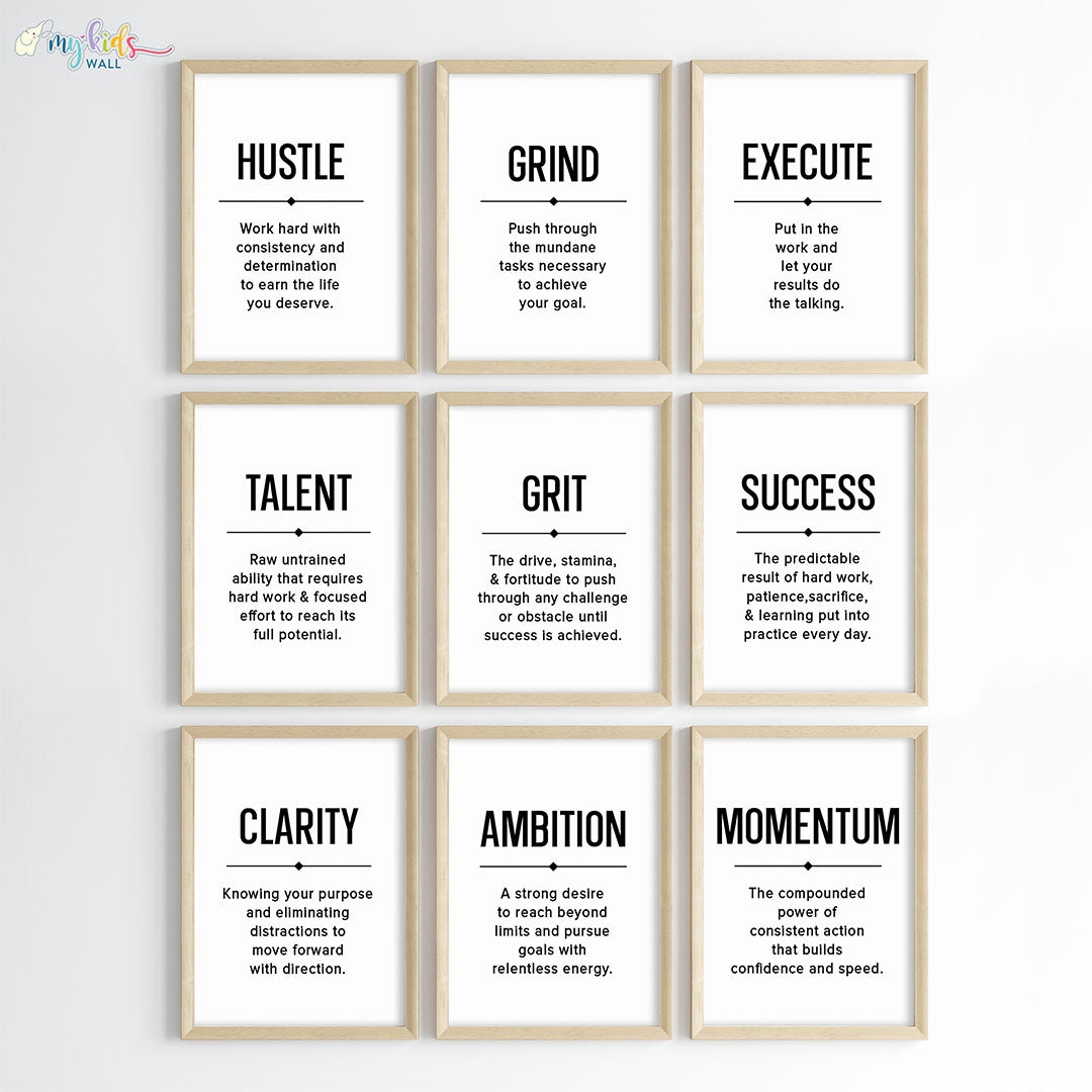 Hustle Grind Execute Wall Art (Framed)