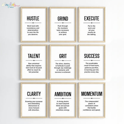 Hustle Grind Execute Wall Art (Framed)