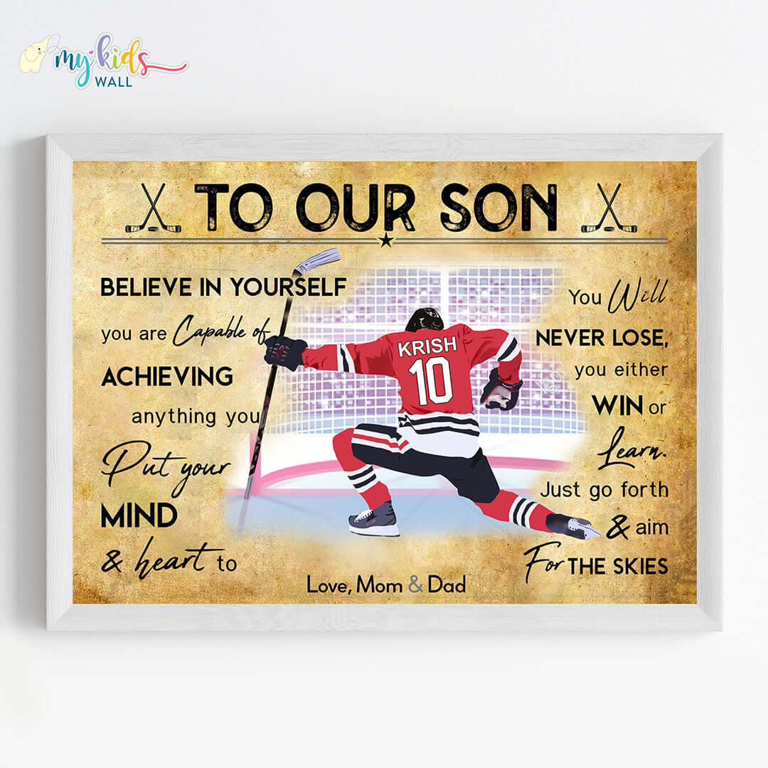 Ice Hockey Player Personalized Motivational Wall Art (Framed)