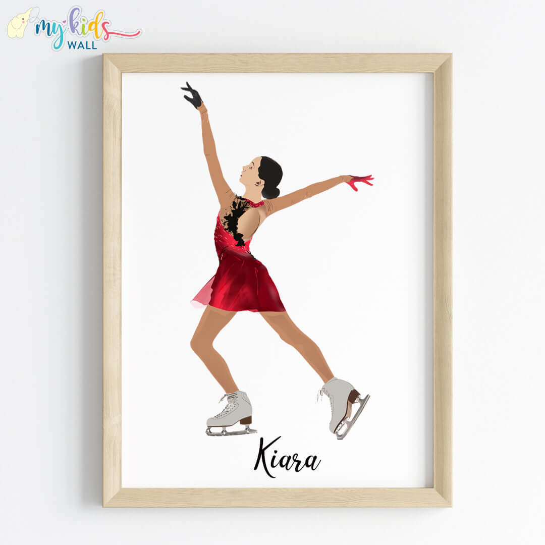 Ice Skating Girl Personalized Wall Art (Framed)