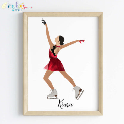 Ice Skating Girl Personalized Wall Art (Framed)