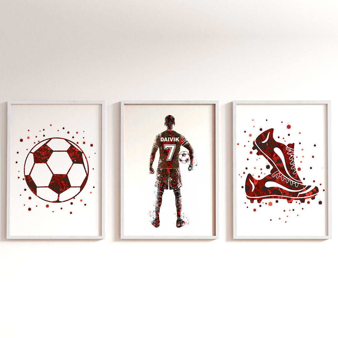 Football Player Personalised Wall Art (Framed Set of 3)