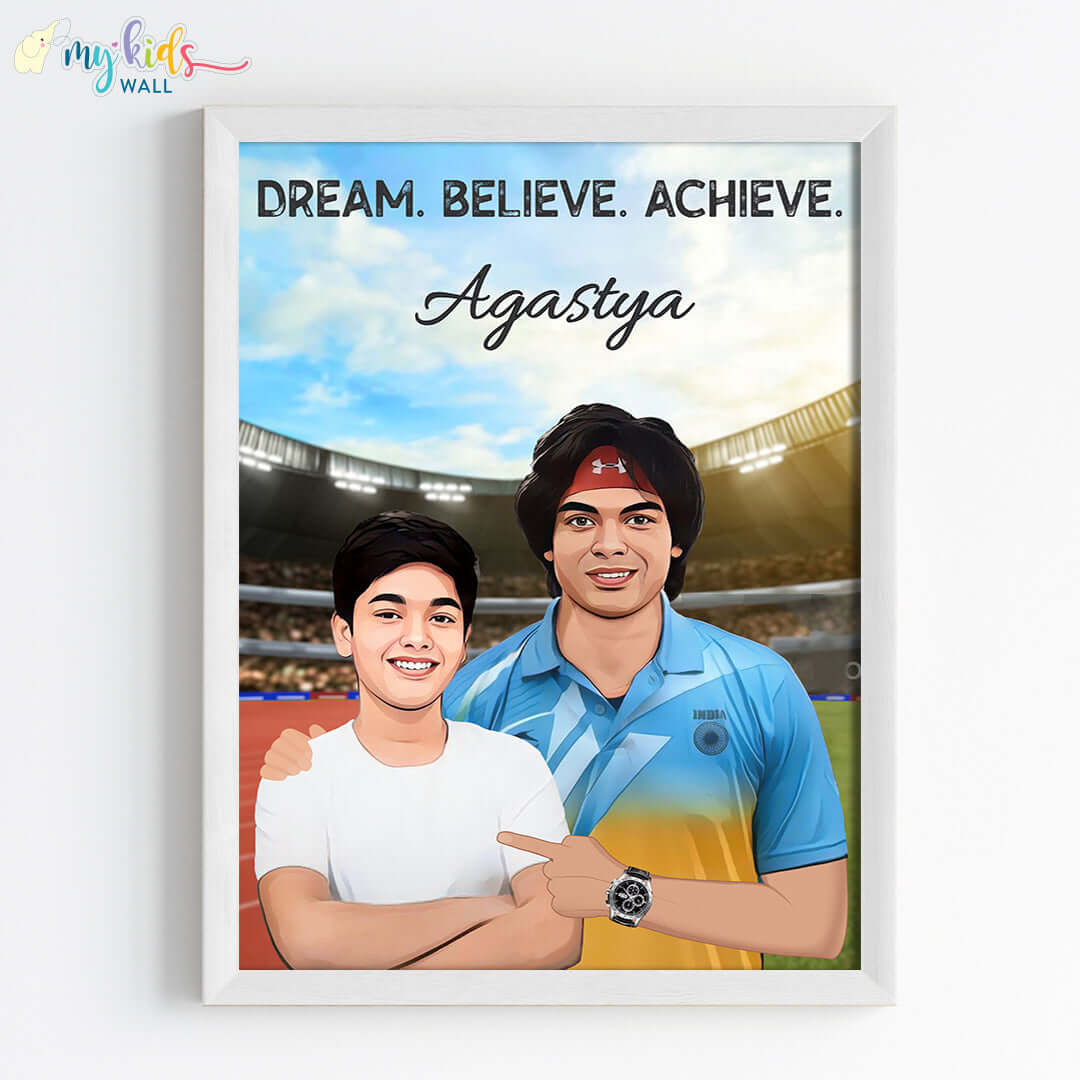Javelin Champ with Neeraj Chopra Personalized Portrait (Framed)