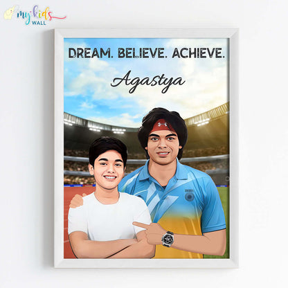 Javelin Champ with Neeraj Chopra Personalized Portrait (Framed)
