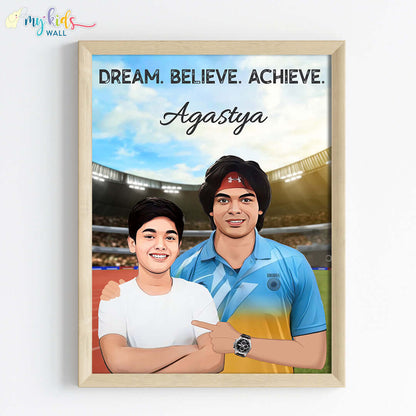 Javelin Champ with Neeraj Chopra Personalized Portrait (Framed)