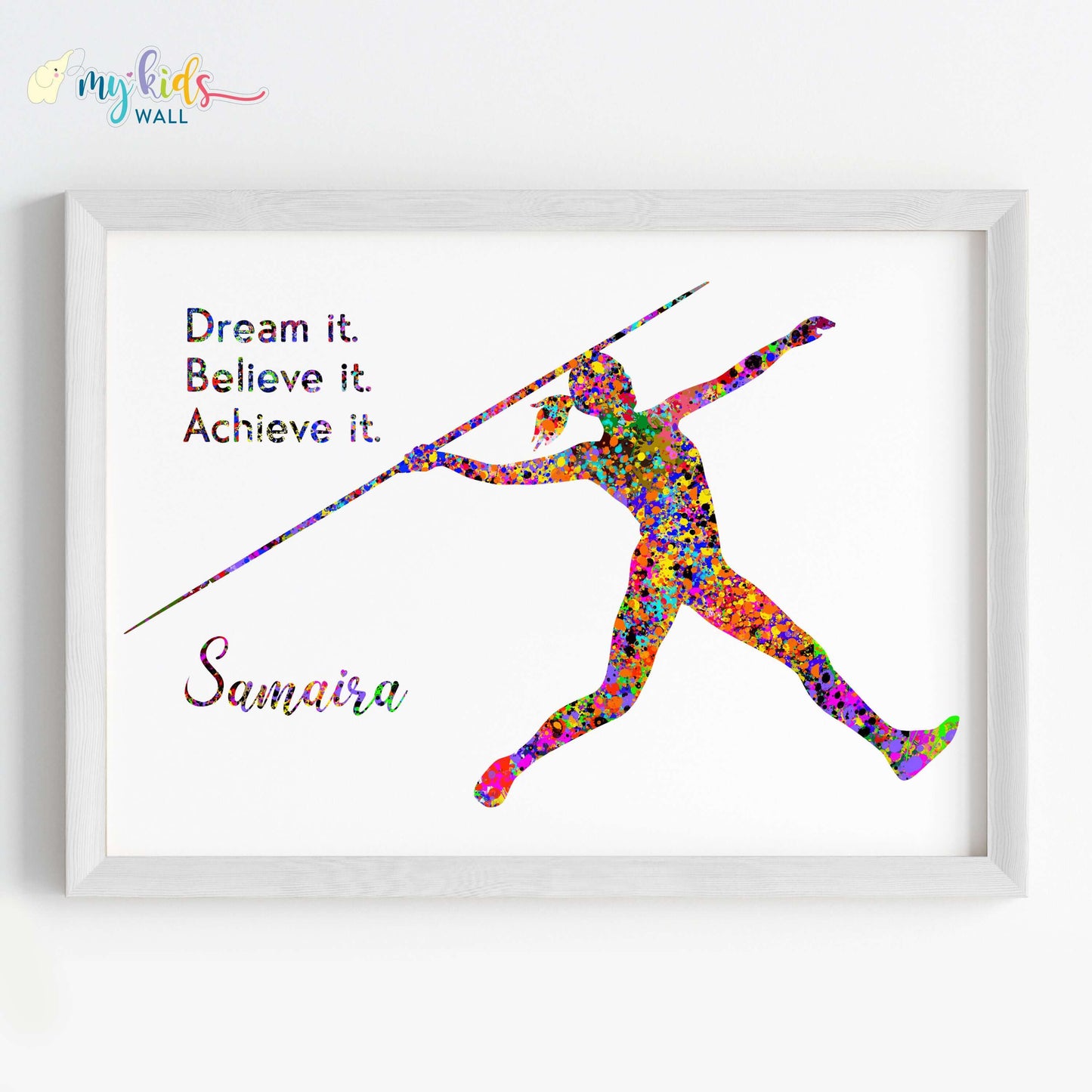 Javelin Thrower Female Personalised Wall Art (Framed)