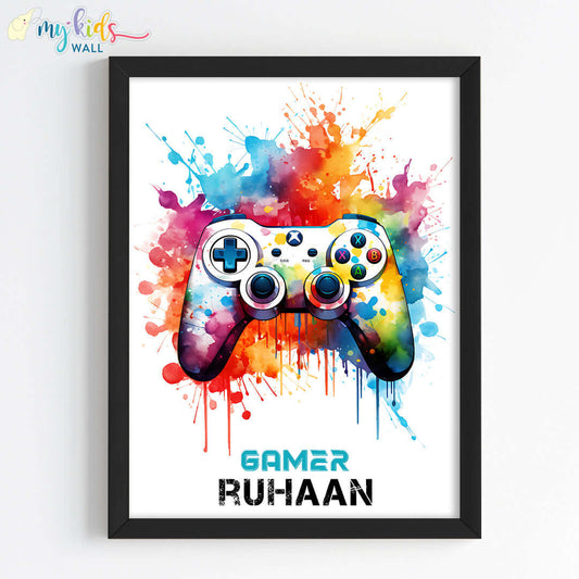 Joystick Gamer Personalized Wall Art (Framed)
