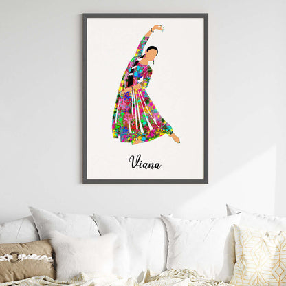 Kathak Dancer Personalized Wall Art (Big Frame)