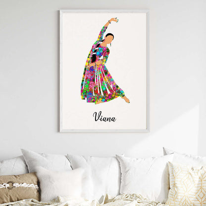 Kathak Dancer Personalized Wall Art (Big Frame)