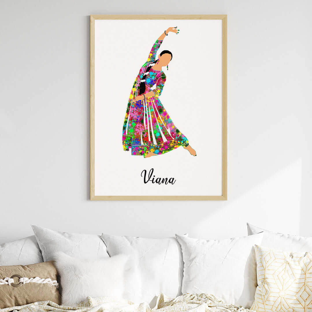 Kathak Dancer Personalized Wall Art (Big Frame)