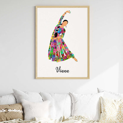 Kathak Dancer Personalized Wall Art (Big Frame)