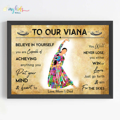 Kathak Girl Personalized Motivational Wall Art (Framed)