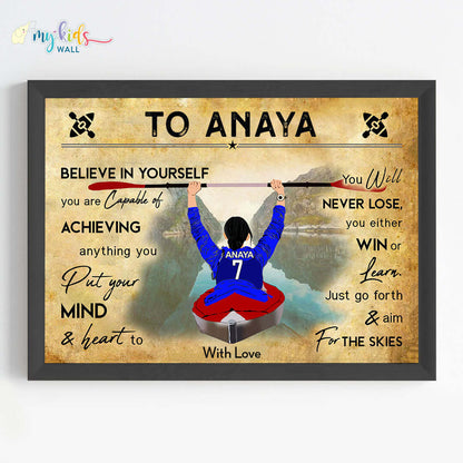 Kayaking Girl Personalized Motivational Wall Art (Framed)