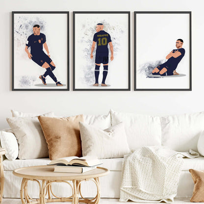 Kylian Mbappe Personalized Wall Art (Framed Set of 3)