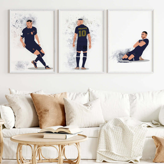 Kylian Mbappe Personalized Wall Art (Framed Set of 3)