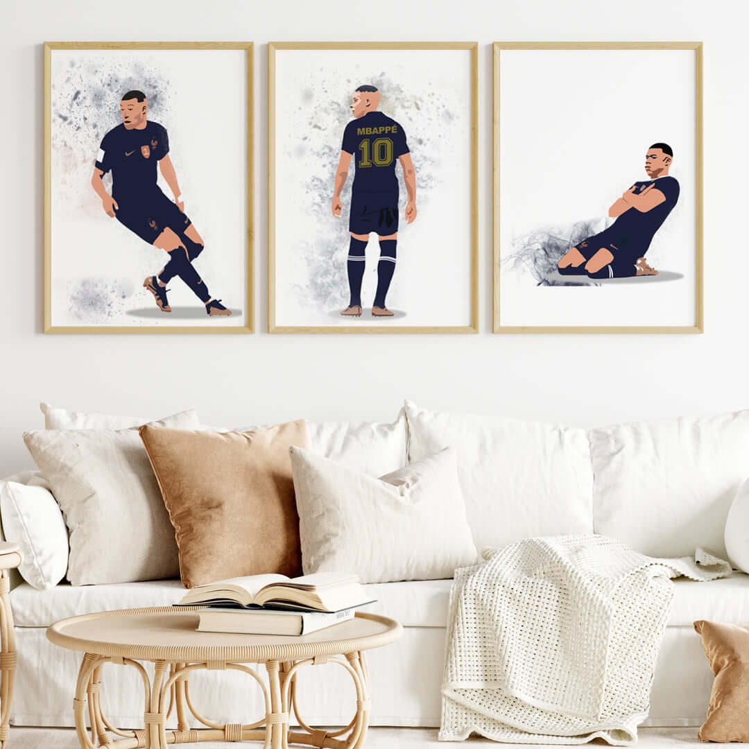 Kylian Mbappe Personalized Wall Art (Framed Set of 3)