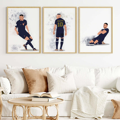 Kylian Mbappe Personalized Wall Art (Framed Set of 3)