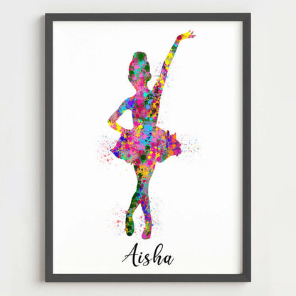 Little Ballerina Dancing Girl Personalized Wall Art (Framed)