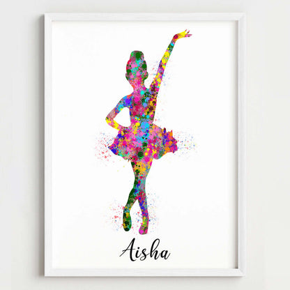 Little Ballerina Dancing Girl Personalized Wall Art (Framed)