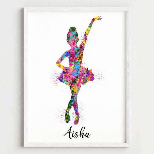 Little Ballerina Dancing Girl Personalized Wall Art (Framed)