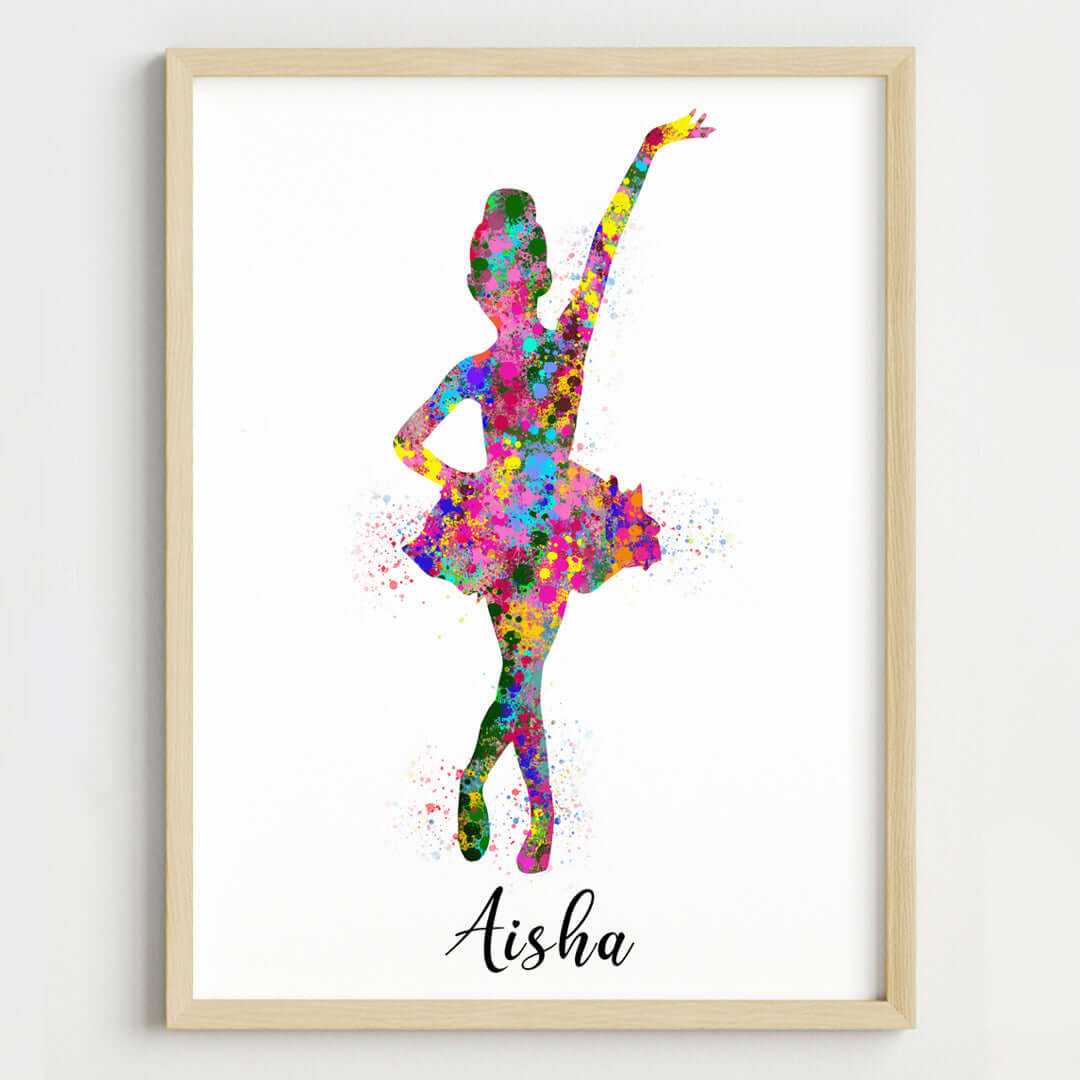 Little Ballerina Dancing Girl Personalized Wall Art (Framed)