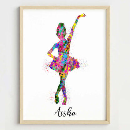 Little Ballerina Dancing Girl Personalized Wall Art (Framed)